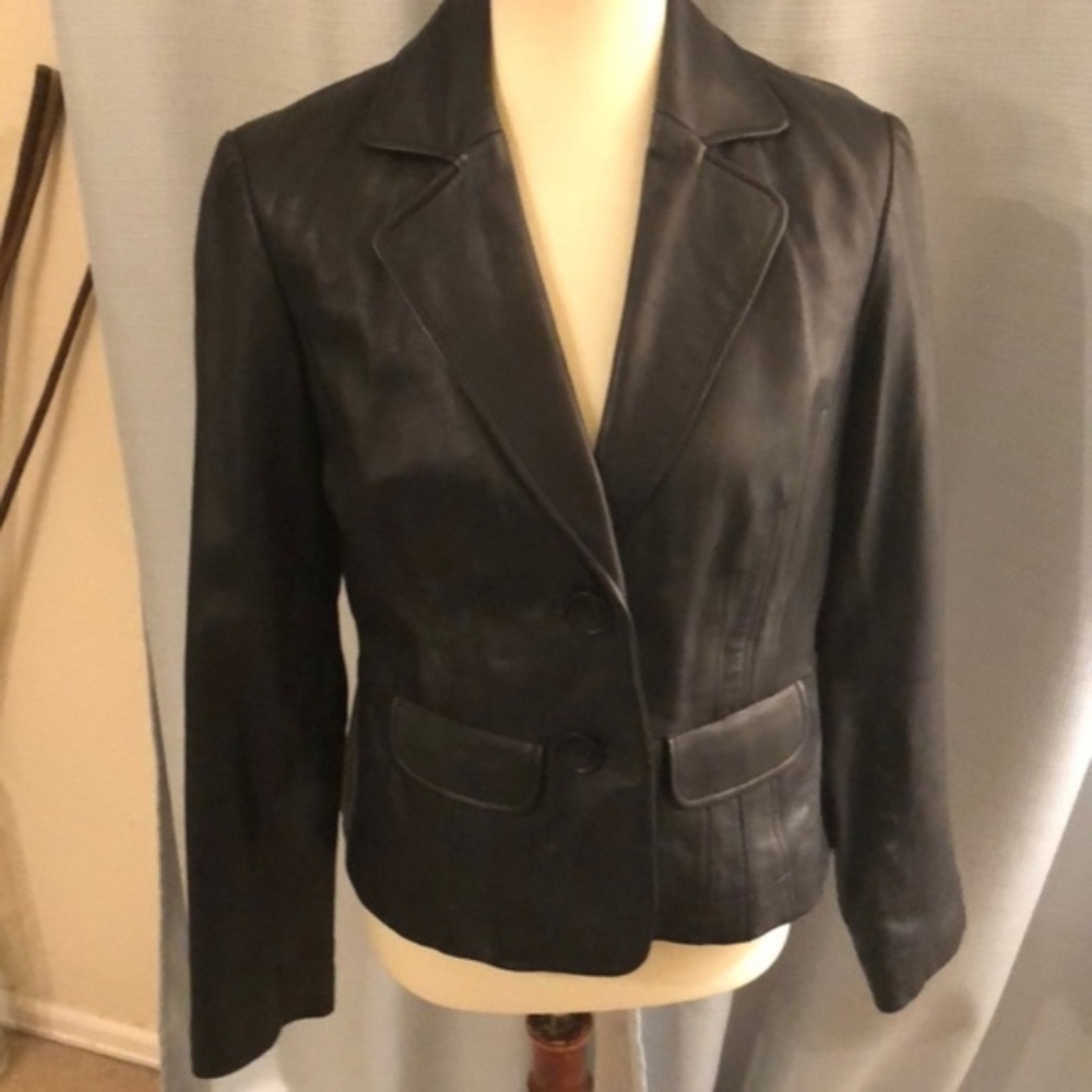 Women’s INC Black Leather Blazer